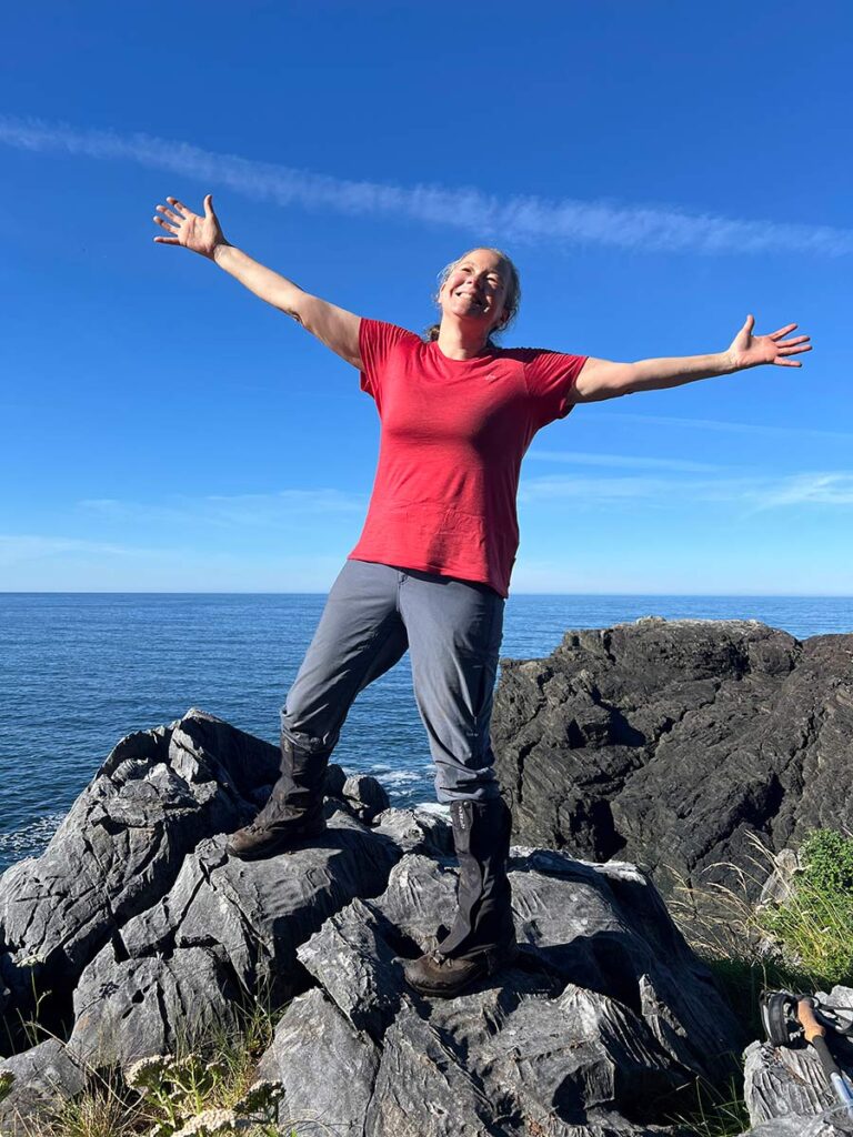 Joyous women hiker