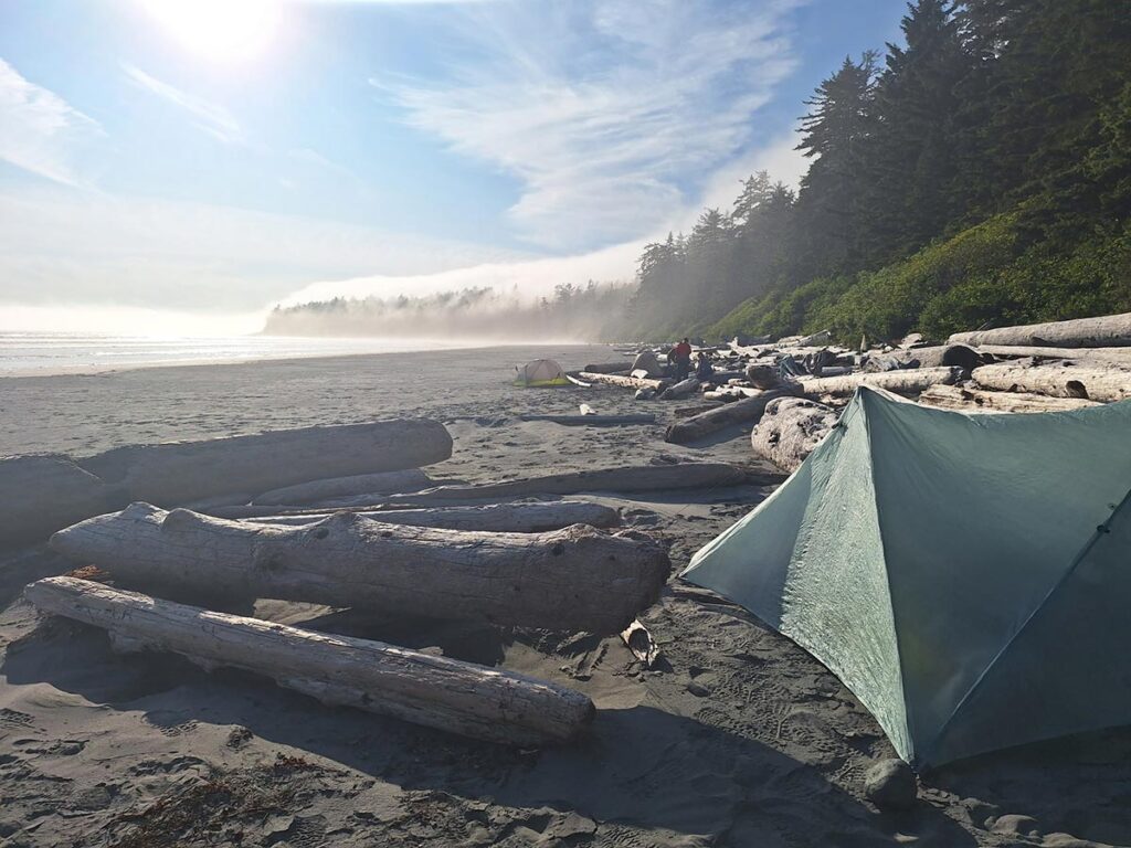 Tents on a west coast beach